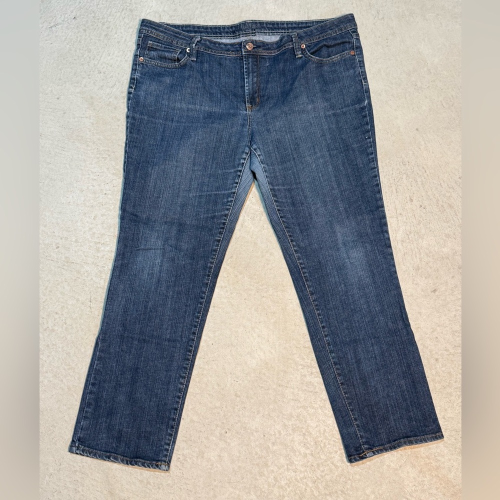 Bitten SJP Women's Relaxed Straight Leg Blue Jeans Size 18S Short SM 246